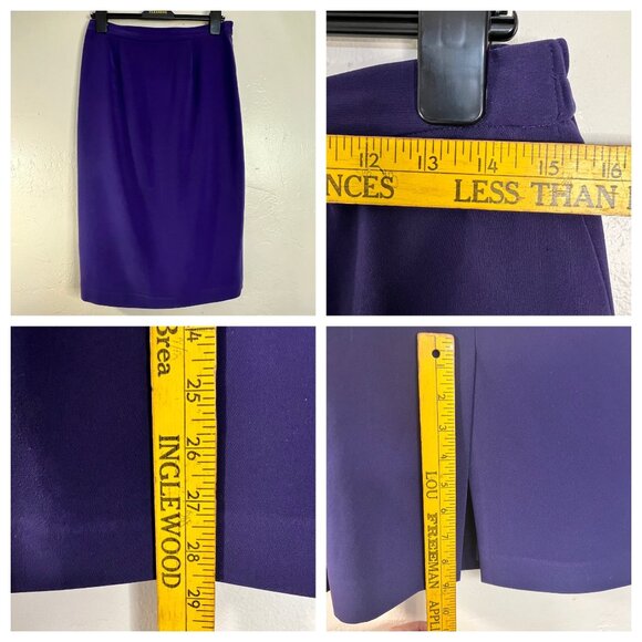 Perchè Couture Womens Purple Long Coat & Skirt Set Size 12 Career Professional - Picture 12 of 16